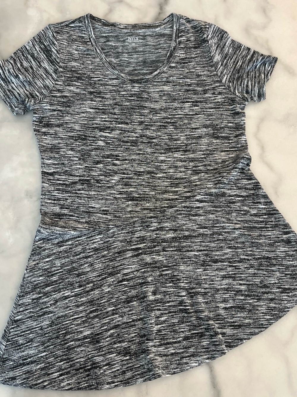 a.n.a Black & White Space-Dye Scoop Neck Short Sleeve Tee